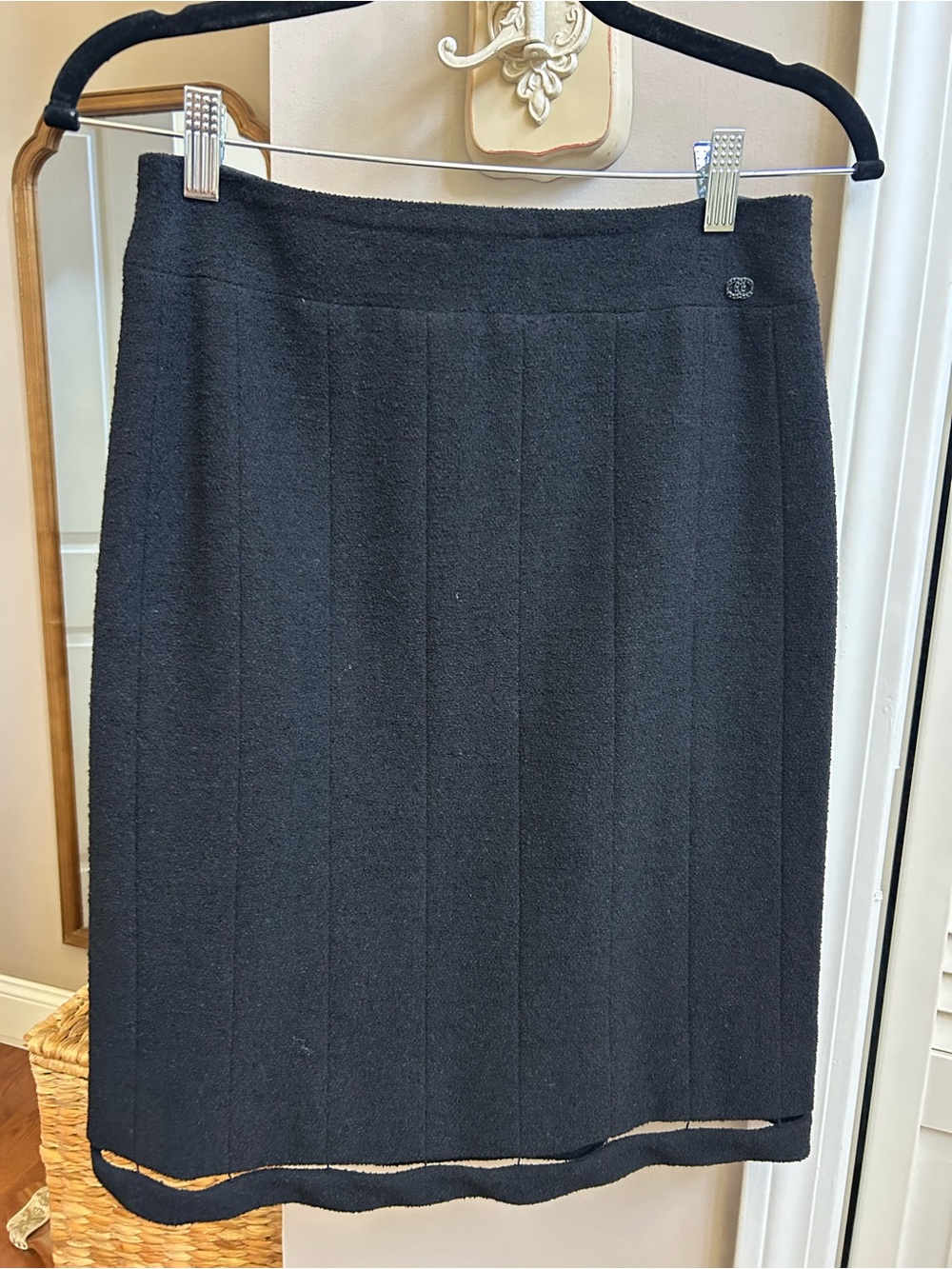 Chanel black wool/tweed skirt Size 36
